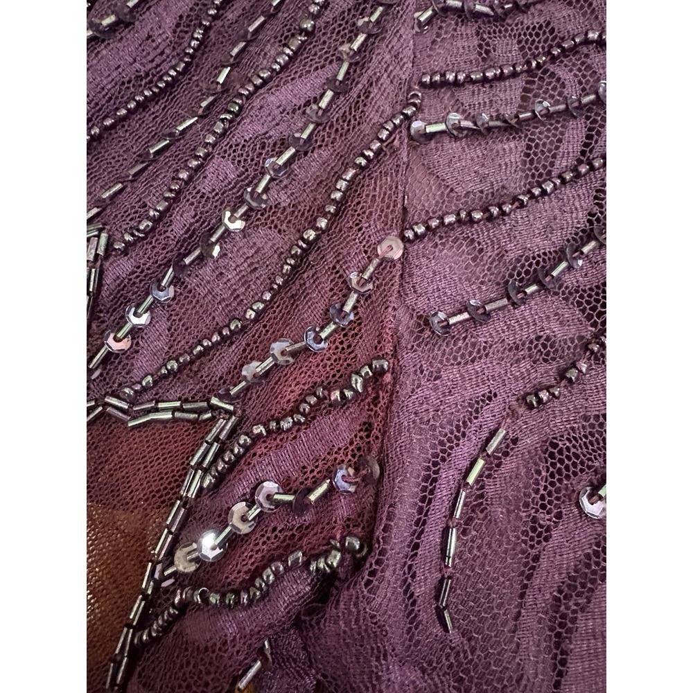 Vtg Scala Evening Gown Purple Beaded Event Dress Sz L/XL Gala Mother Of Bride - Picture 10 of 11